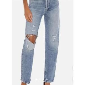 Agolde 90s Pinch Jeans Distressed Ripped High Waist Straight Leg Womens Size 25